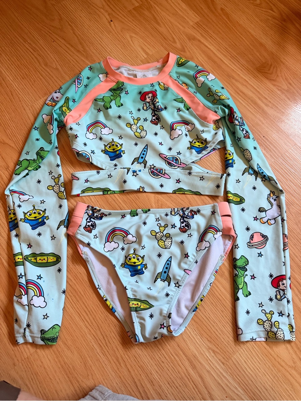 Disney Toy Story Two-Piece Rash Guard Bikini with Coral Trim